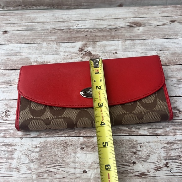 Coach Red Orange and Brown Signature Wallet - Picture 10 of 11